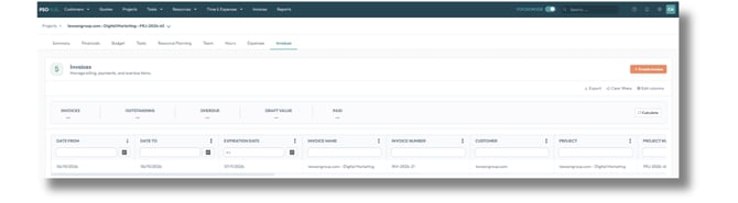 PSOhub Lucid Invoice creation flow with real-time progress