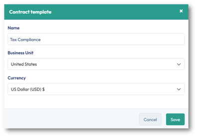 Create a new contract template window