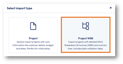 Select the Project WBS import type tile.