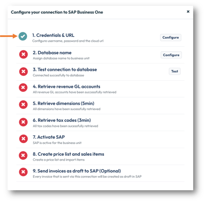 Step 1 is marked a complete with a green check