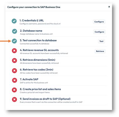In&nbsp;Step 3: Test connection to database, click on the&nbsp;Test&nbsp;button