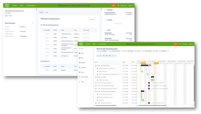 Guest portal with access to projects and tasks