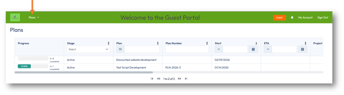 Plans overview in the Guest Portal