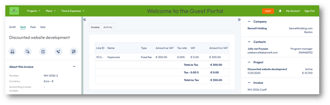Guest access to view invoice financial information