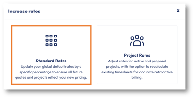Increase standard rates in PSOhub