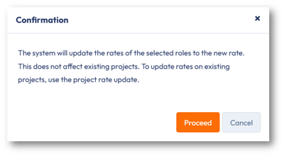 Click Proceed to update the standard rates with the new rate.