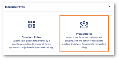 Increase project rates for proposal and active projects in PSOhub