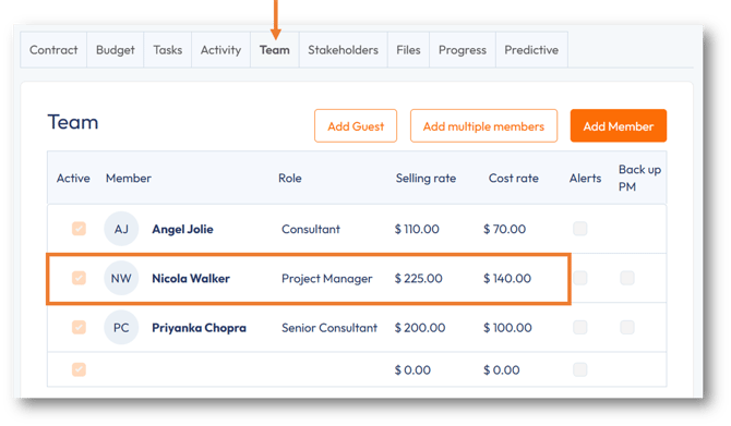 Modified team member rates before recalculating booked hours