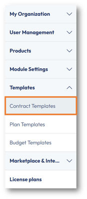 Contract Templates menu
