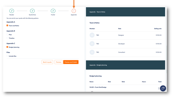 Step 4: Quote appendices